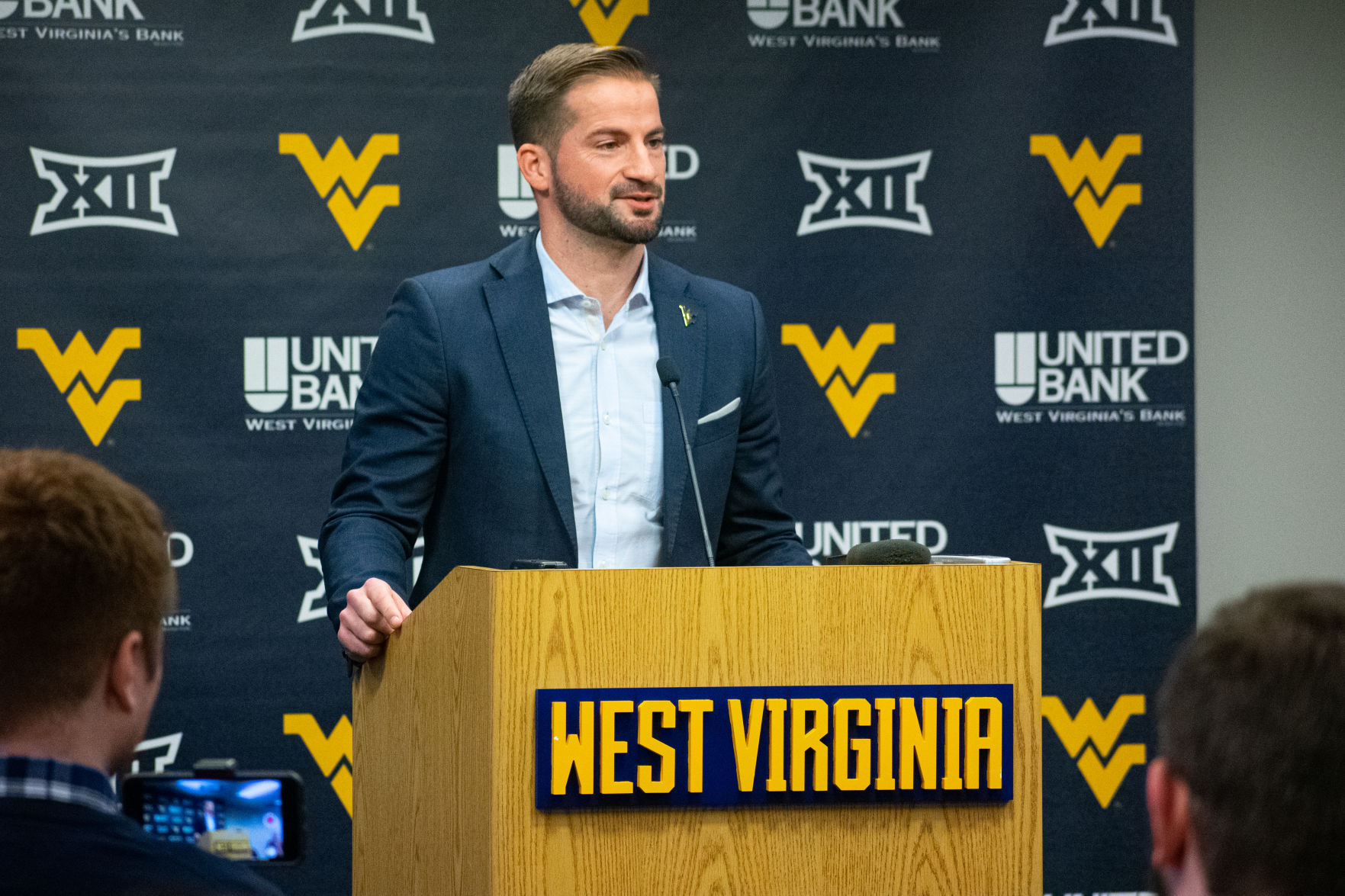 Jan. 25, 2020. Men's soccer head coach Dan Stratford speaks at his introductory press conference.